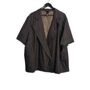 Liz & Me Brown Blazer Coat Jacket Plus Size 4X Double Breasted Short Sleeve